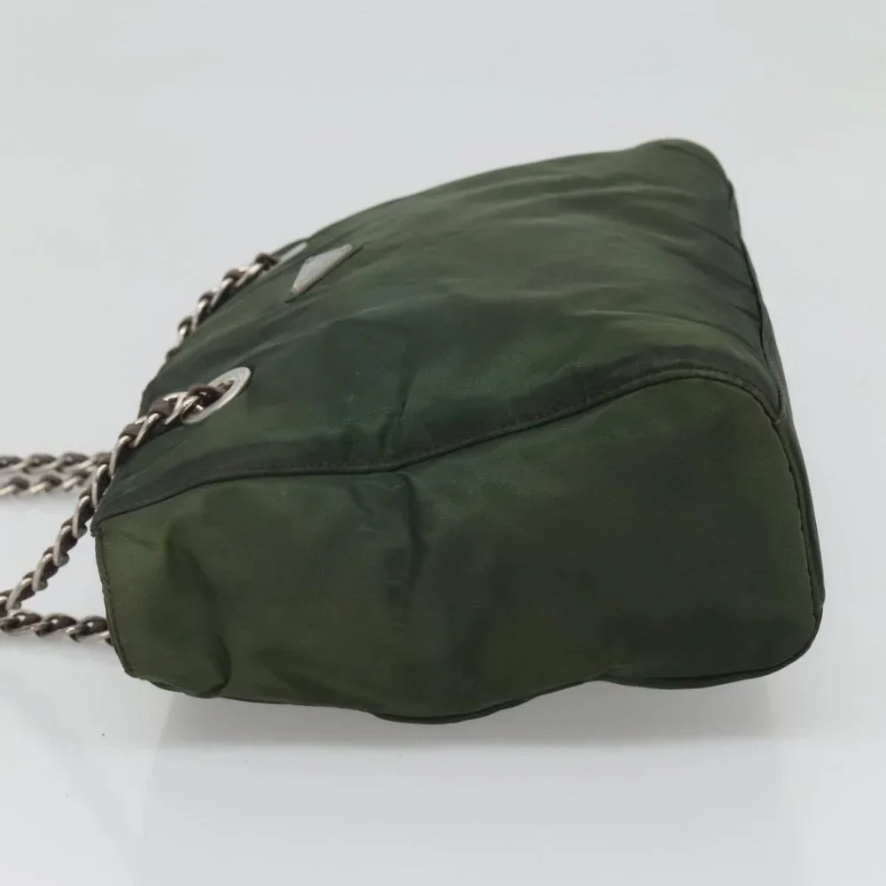 PRADA Chain Shoulder Bag Nylon Green Auth BD1448 - Picture 4 of 16